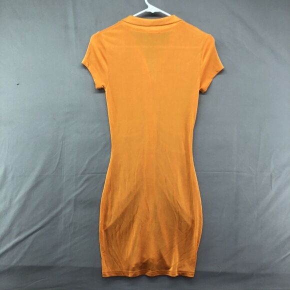 Rue21 Dress Women Young Adult M Orange Short Sleeve Button Up Knee Length New - Picture 5 of 12